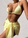 Women's Two-Piece Sexy Halter Neck Bikini Mesh Skirt Three-Piece Swimsuit