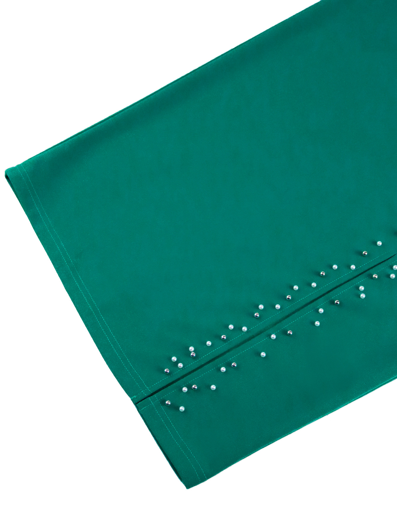 Women's Round Neck Ruffle Sleeve Beaded Slim Waist Slit Bodycon Formal Party Dress