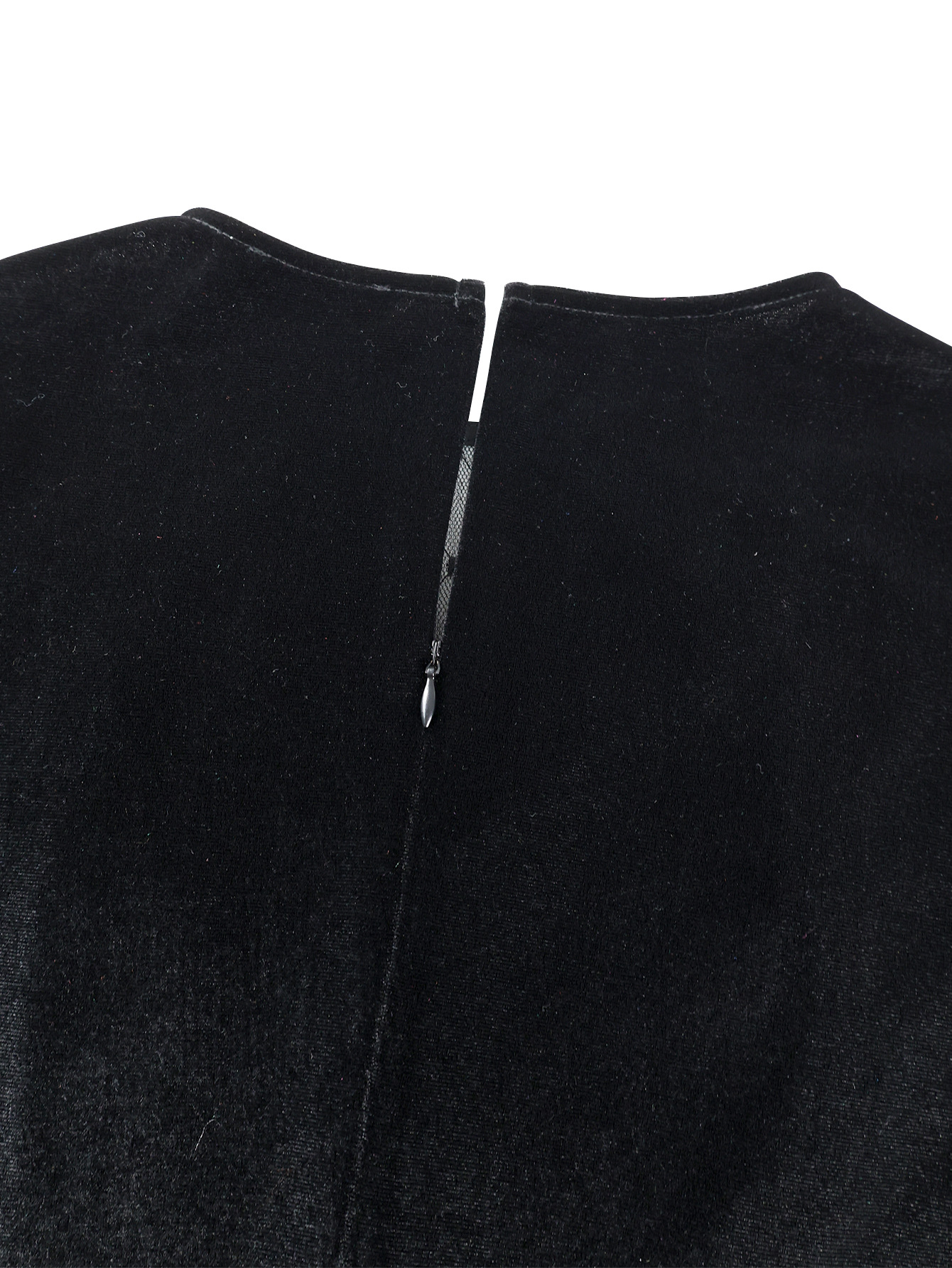 Round Neck See-Through Velvet Dress Sexy Mesh Patchwork Long Sleeve Slim Bodycon Evening Dress