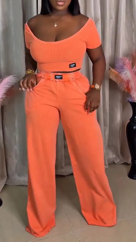 Summer Women's Solid Color Round Neck Short Sleeve Top Casual Pants Set