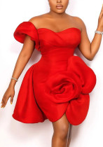 Stylish Sexy Strapless Asymmetric Flower Slim Waist Party Evening Dresses Stylish Sexy Strapless Asymmetric Flower Slim Waist Party Evening Dresses