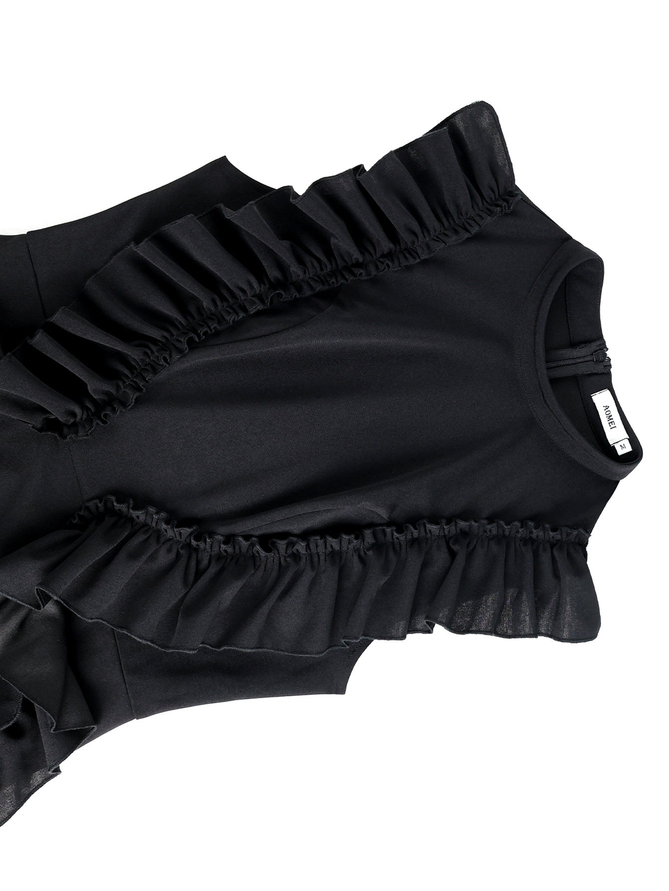 Fashion Women's Stand Collar Ruffle Sleeveless Slim Formal Party Dress