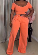 Summer Women's Solid Color Round Neck Short Sleeve Top Casual Pants Set Summer Women's Solid Color Round Neck Short Sleeve Top Casual Pants Set