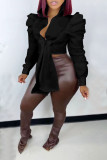 Women's Sexy Lace-Up Padded Shoulder Shirt