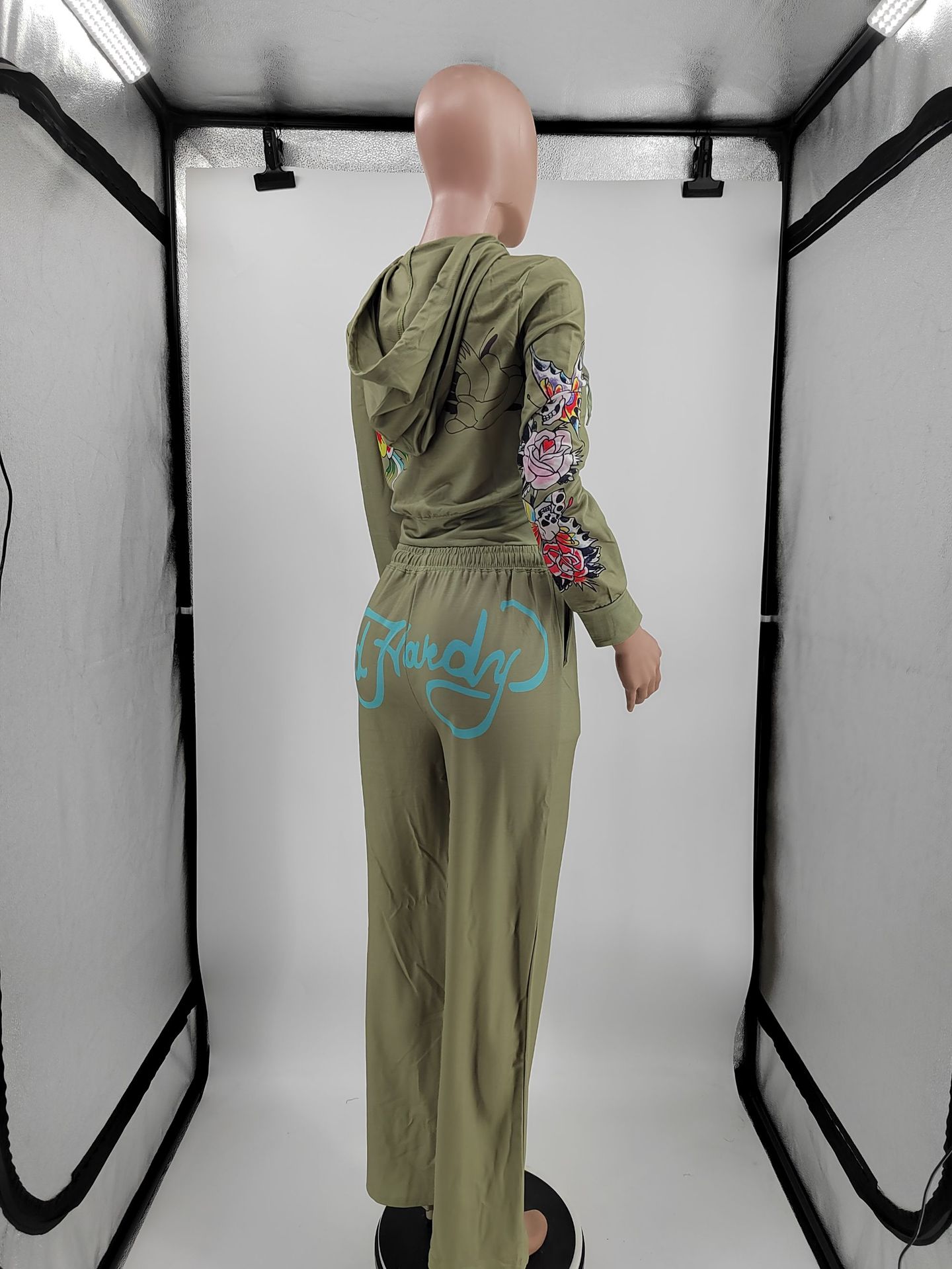 Women Print Hoodies Top and Pant Two-piece Set