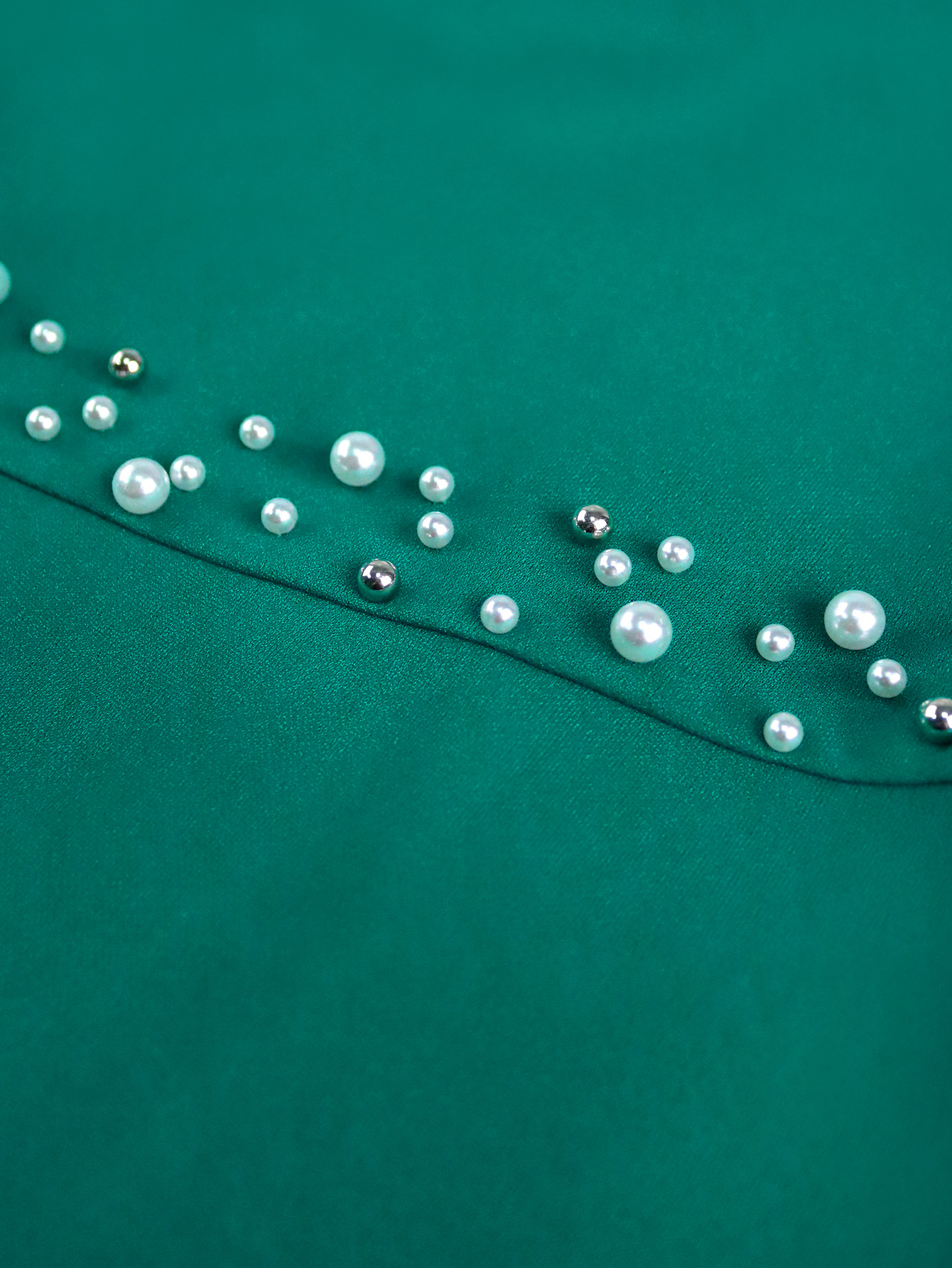 Women's Round Neck Ruffle Sleeve Beaded Slim Waist Slit Bodycon Formal Party Dress