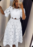 Women's Hollow Out Top Fashion Casual Two-Piece Set