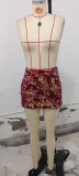 Slim Fit Holidays Style Print Sequin Short Skirt