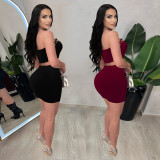 Women's Casual Sexy Strapless Top & Skirt Set
