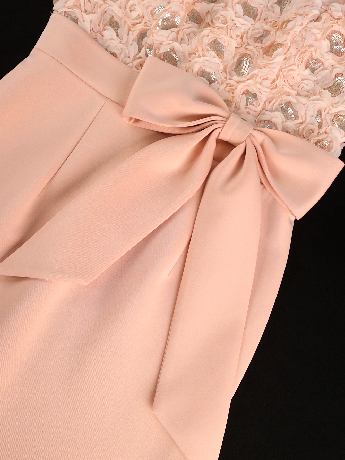 Women's Rose Square Neck Bow Slim Waist Formal Party Bodycon Dress