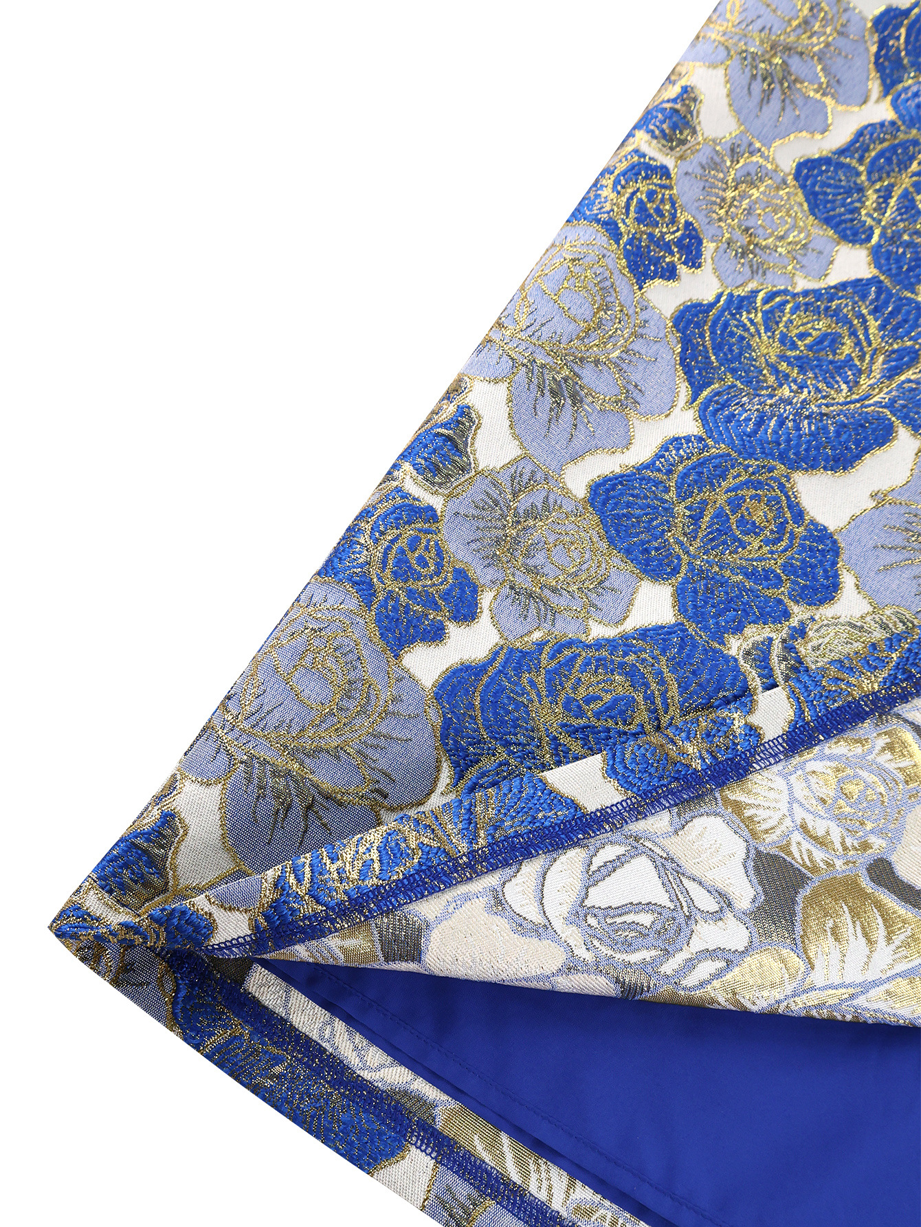 Square Neck Puff Sleeve Fashion Blue-Gold Color Block Slim Formal Party Evening Dresses