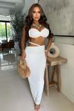 Casual Strap Crop Top High-Waist Hollow Long Skirt Two-Piece Set