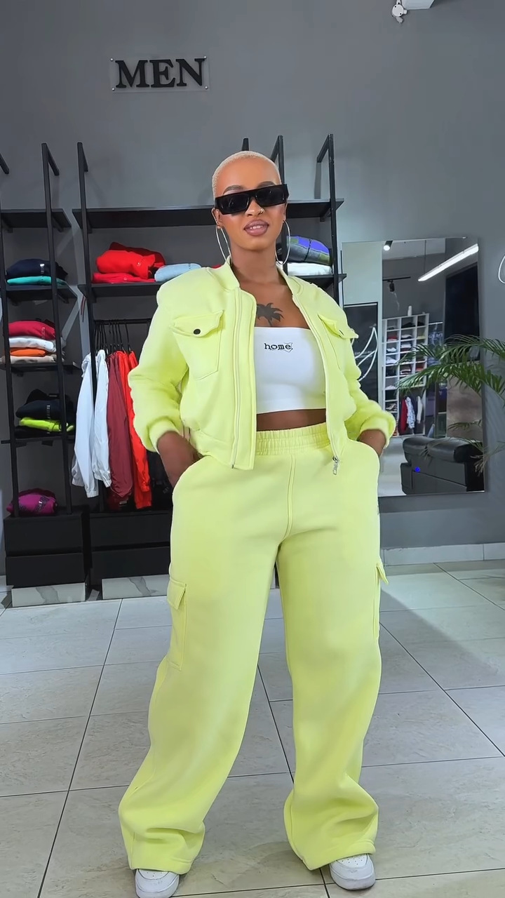 Women Fall/Winter Sports Casual Pocket Top and Pant Two-Piece Set