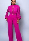 Women Elegant Lace Patchwork Lace-Up Wide-Leg Jumpsuit