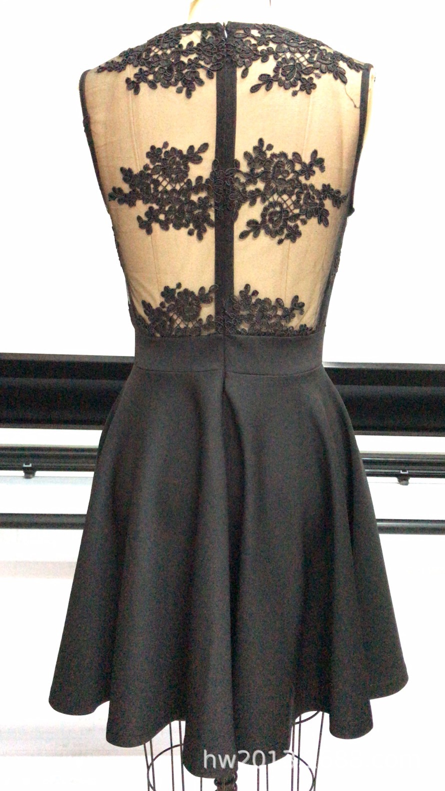 Women's V-Neck Mesh Embroidered Pleated Sexy Mini Dress