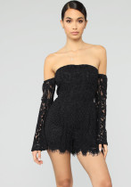 Women Long-Sleeved Lace Sexy Off-Shoulder Romper Women Long-Sleeved Lace Sexy Off-Shoulder Romper