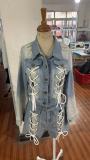 Women Top Jacket and Drawstring Shorts Two-Piece Set