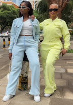 Women Fall/Winter Sports Casual Pocket Top and Pant Two-Piece Set