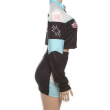 Women Fall Streetwear Sexy Crop Top and Skirt Two-Piece Set