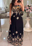 Women Elegant Spaghetti Strap Print Dress