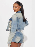 Women Top Jacket and Drawstring Shorts Two-Piece Set