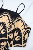Women Elegant Spaghetti Strap Print Dress