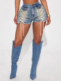 Women Top Jacket and Drawstring Shorts Two-Piece Set