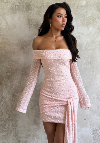 Women Sexy Off-Shoulder Lace-Up Bodycon Dress