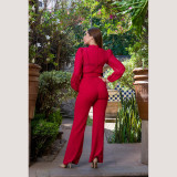 Women Elegant Lace Patchwork Lace-Up Wide-Leg Jumpsuit