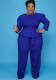 Plus-Size Women Solid Long-Sleeved Top and Pant Two-Piece Set
