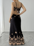Women Elegant Spaghetti Strap Print Dress
