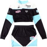 Women Fall Streetwear Sexy Crop Top and Skirt Two-Piece Set