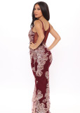 Women Sexy See-Through Sequined Net Patchwork Sleeveless V-Neck Sexy Dress