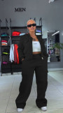 Women Fall/Winter Sports Casual Pocket Top and Pant Two-Piece Set