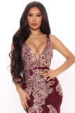 Women Sexy See-Through Sequined Net Patchwork Sleeveless V-Neck Sexy Dress