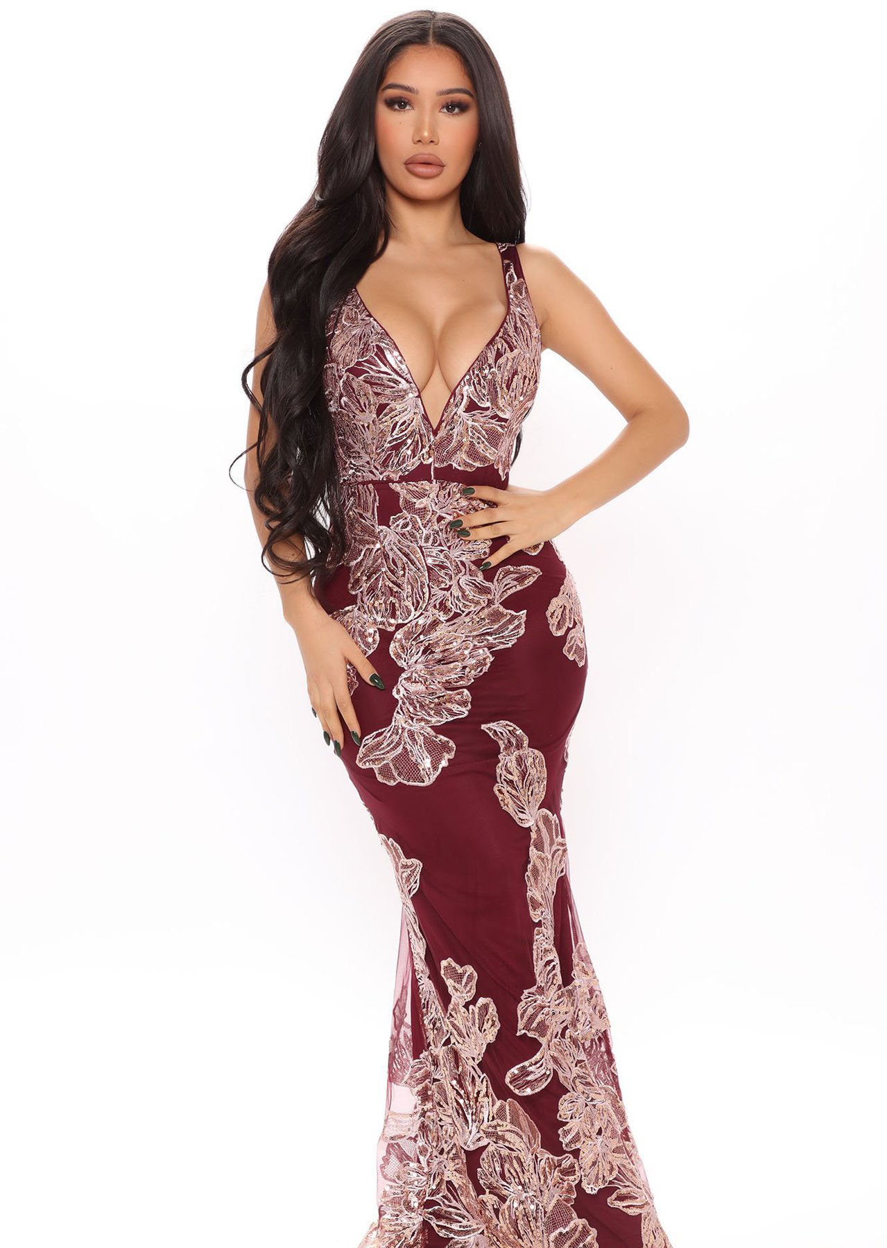 Women Sexy See-Through Sequined Net Patchwork Sleeveless V-Neck Sexy Dress