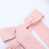 Bow Strap Slim Waist Sexy Low Back Dress Chic Long Gown