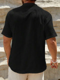 Men's Solid Stand Collar Short-Sleeve Fashion Shirt