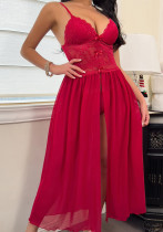 Fashion Lace Bow V-Neck Strap Sexy Two-Piece Sleepwear Set