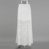 Spring Jacquard Lace Cut-Out Fashion Sexy Long Skirt