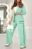 Fashion Solid Chic Career Rib Knit Two-Piece Pants Set