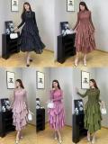 Plus Size Fashion Flounce Chic Slim Waist Elegant Solid Cascading Ruffles Dress