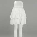 Chiffon White High-Waist A-Line Pleated Casual Skirt Autumn Fashion Short Skirt