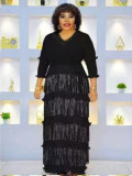 Ruffle Plus Size Fashion African Loose Chic Elegant Long Dress