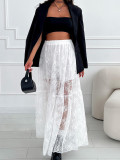 Sexy See-Through Lace A-Line Spring Summer Fashion Long Skirt