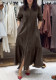 Solid Linen Pleated Patchwork Flounce Hem Casual Dress