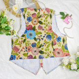 Plus Size Women's Print Sexy V-Neck Vest Floral Sleeveless Top