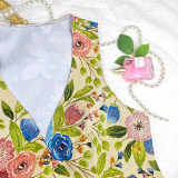 Plus Size Women's Print Sexy V-Neck Vest Floral Sleeveless Top