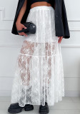 Sexy See-Through Lace A-Line Spring Summer Fashion Long Skirt