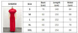 Women's Chic Elegant Mesh Patchwork Red Trendy Fashion Long Dress